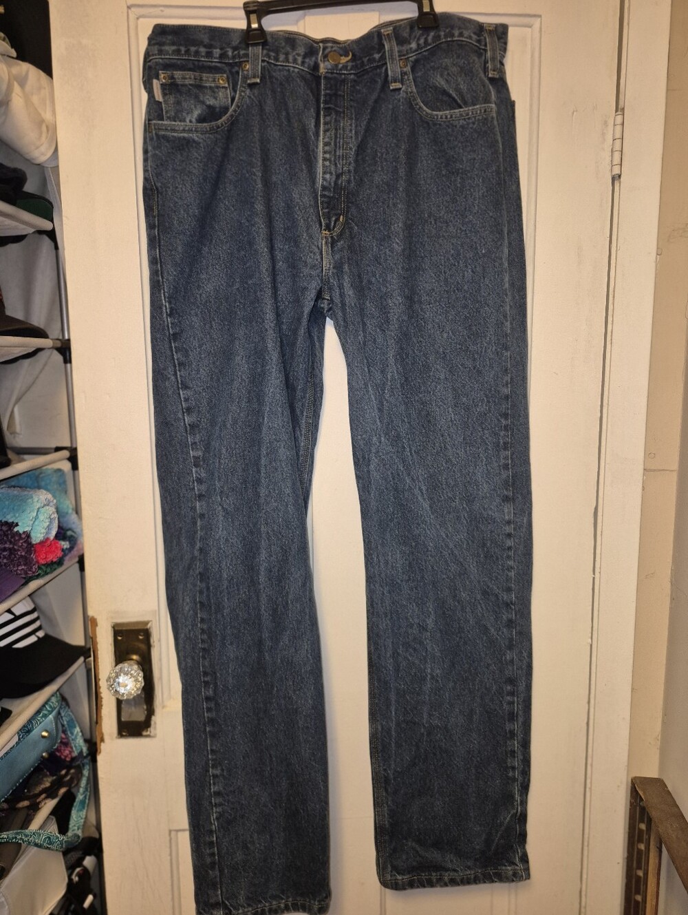 Nwot Carhartt Men's Straight-Leg Jeans in Dark Blue Denim
